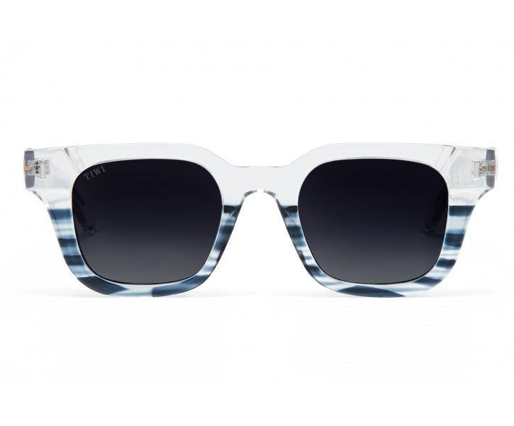 LIO Sunglasses TIWI USA Shiny Transparent/Gradient Stripe Blue with Blue Gradient Lenses