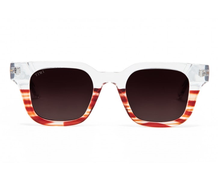LIO Sunglasses TIWI USA Shiny Transparent/Gradient stripe Orange with Burgundy Gradient Lenses