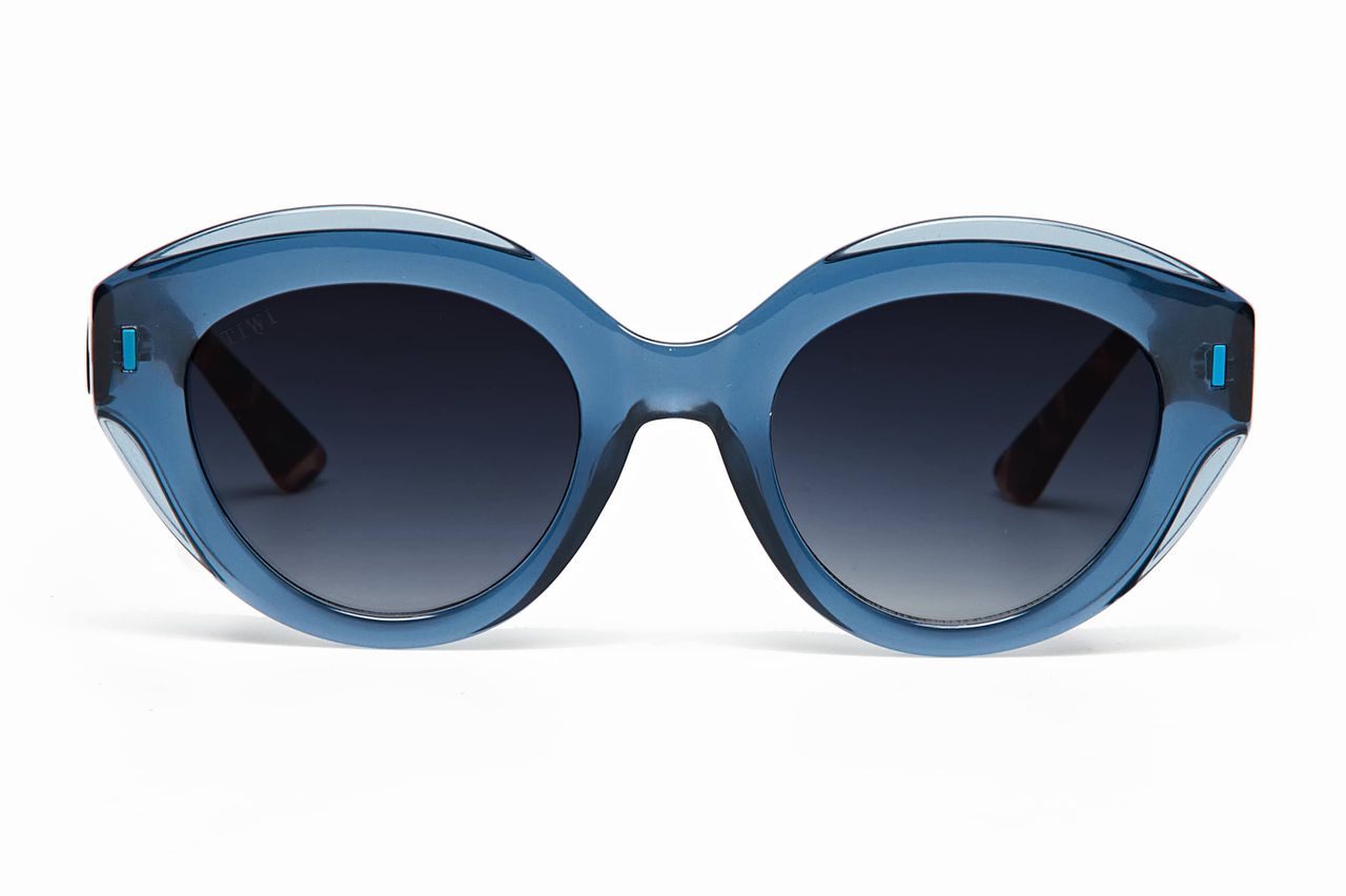 ANNE Sunglasses Available in more colors Shiny Ocean Blue with blue Gradient Lenses/Tortoise temples