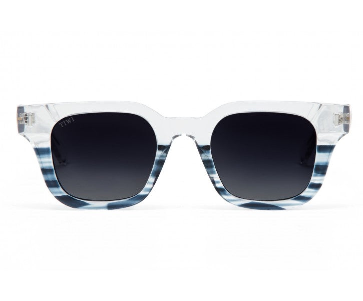LIO Sunglasses TIWI USA Shiny Transparent/Gradient Stripe Blue with Blue Gradient Lenses  
