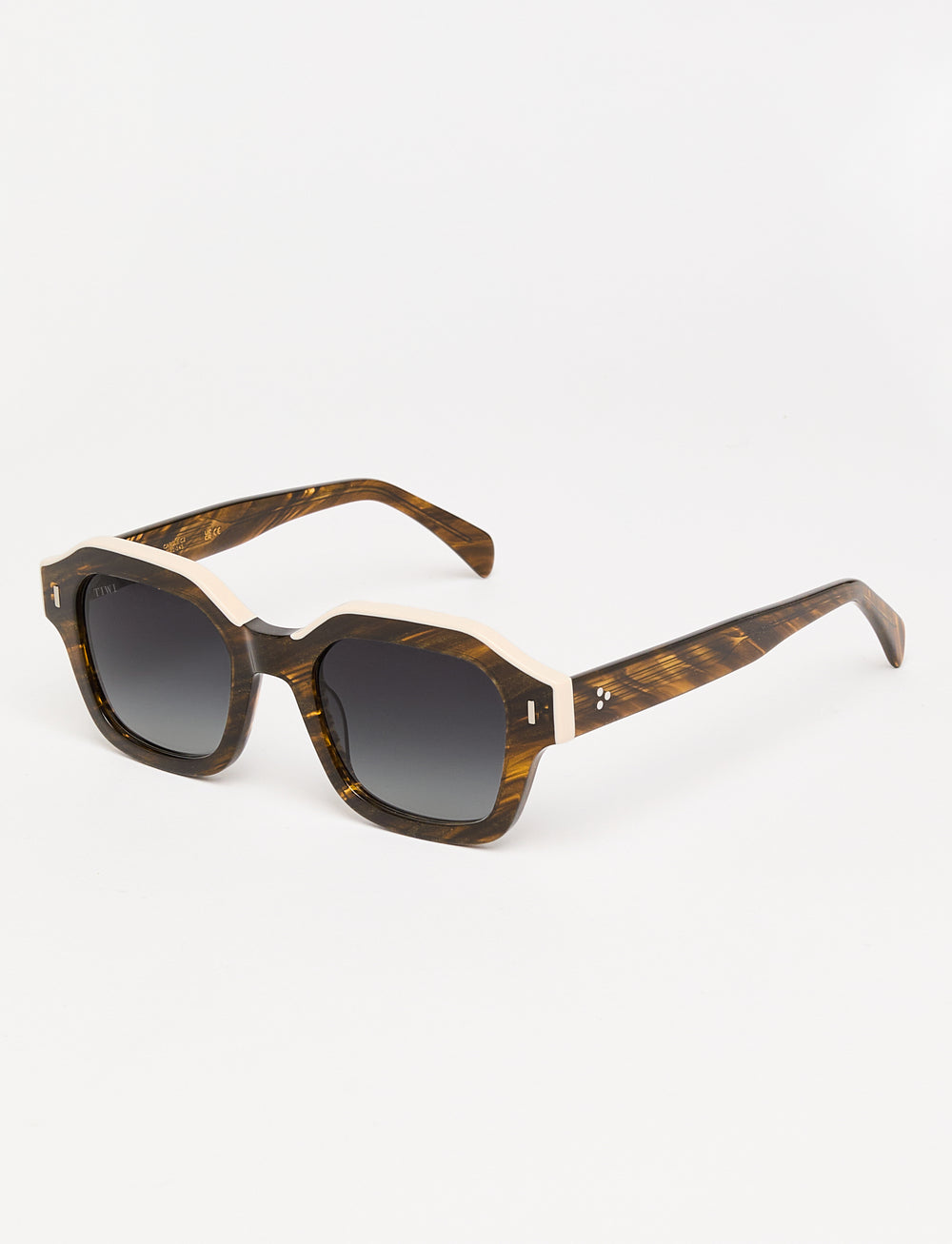 LeClub Carole Available in more colors Acetate Stripe Brown /Beige Topline with Blue Lenses