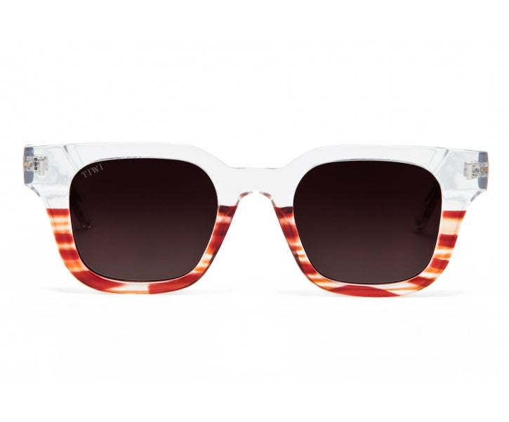 LIO Sunglasses TIWI USA Shiny Transparent/Gradient stripe Orange with Burgundy Gradient Lenses  
