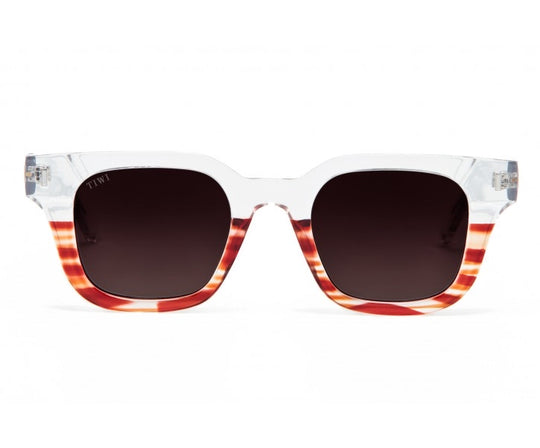 LIO Sunglasses Available in more colors Shiny Transparent/Gradient stripe Orange with Burgundy Gradient Lenses  