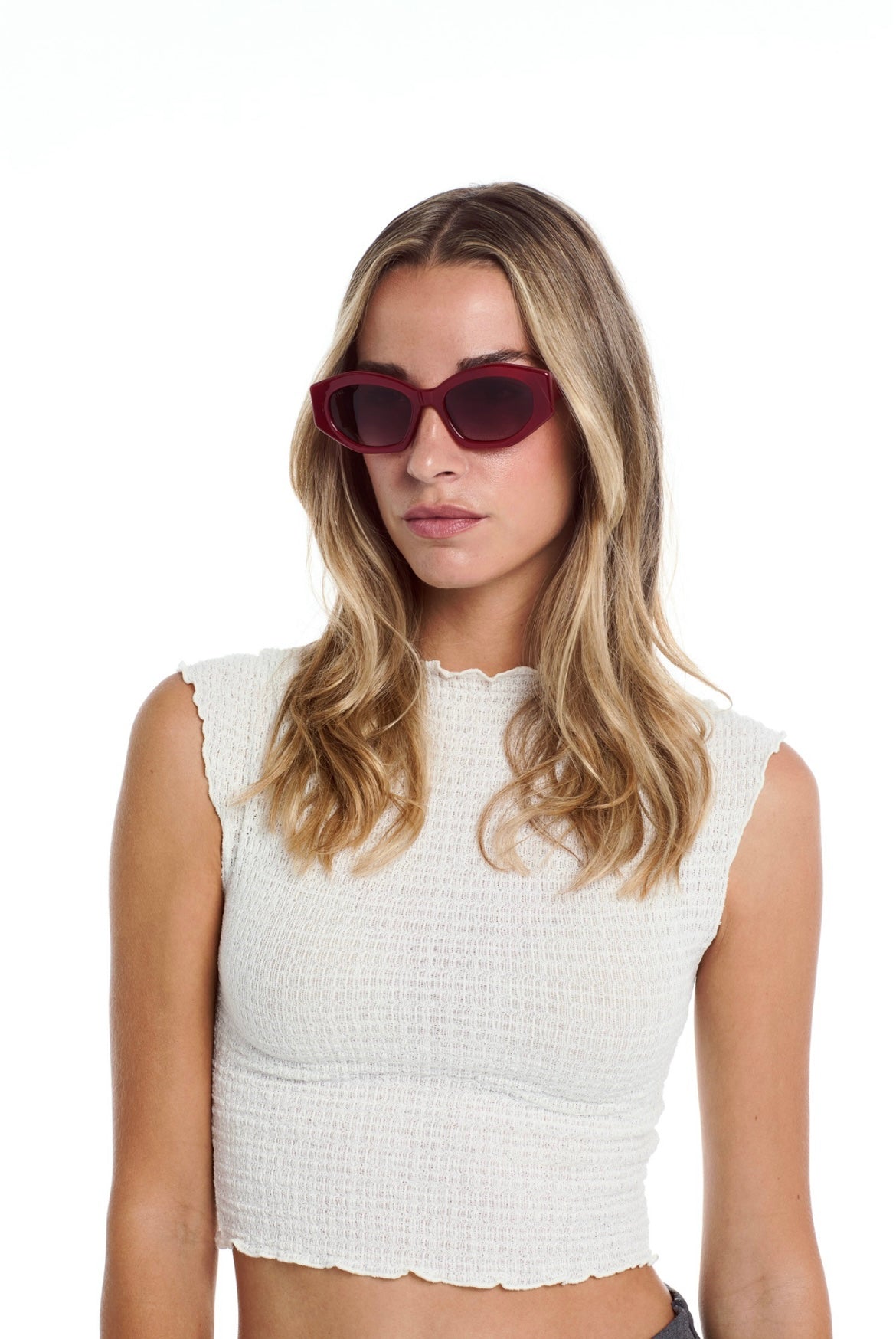 COLETTE Sunglasses Available in more colors Shiny Red with Green Gradient Lenses