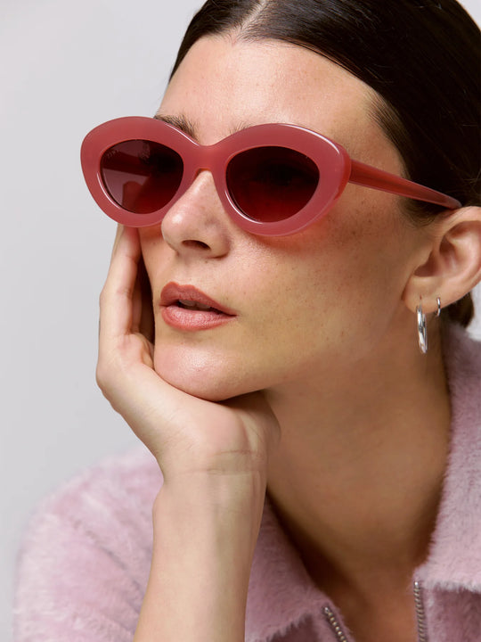 CANNET Sunglasses Available in more colors Milky Pastel Pink with Burgundy Gradient Lenses