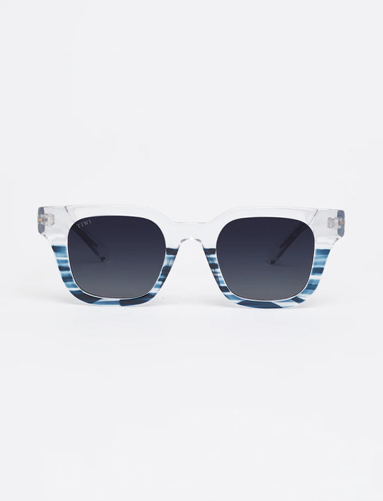 LIO Sunglasses Available in more colors Shiny Transparent/Gradient Stripe Blue with Blue Gradient Lenses  