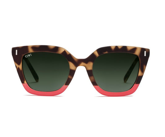 HALE Sunglasses Available in more colors Rubber Bicolor Coral with Green Gradient Lenses  