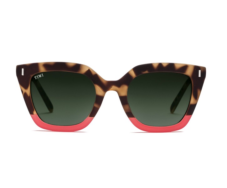 HALE Sunglasses Available in more colors Rubber Bicolor Coral with Green Gradient Lenses  